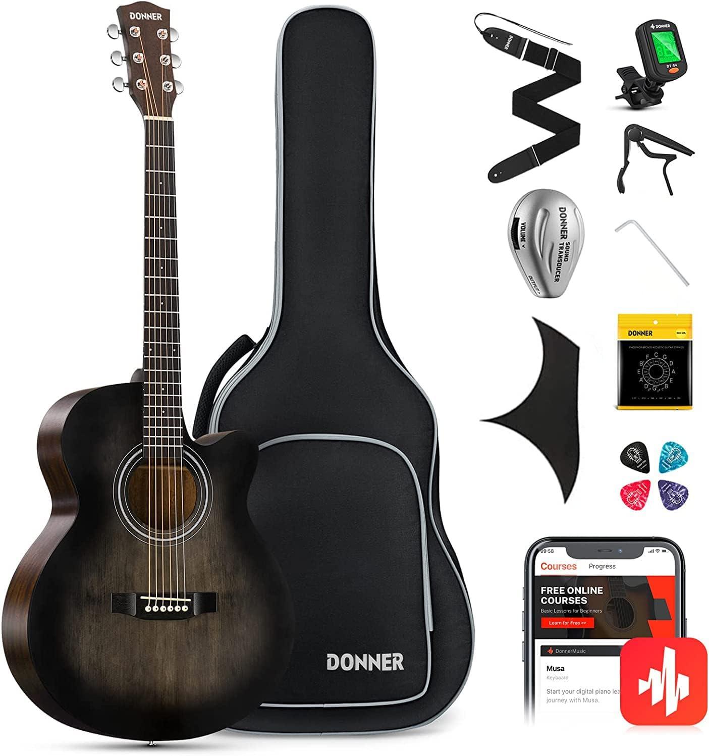 Donner DAJ-110CD 40" Acoustic-Electric Guitar Bundle